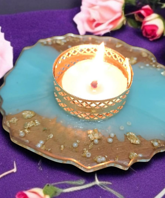 Golden Glow Acrylic Tealight Holder – Festive Candle Stand