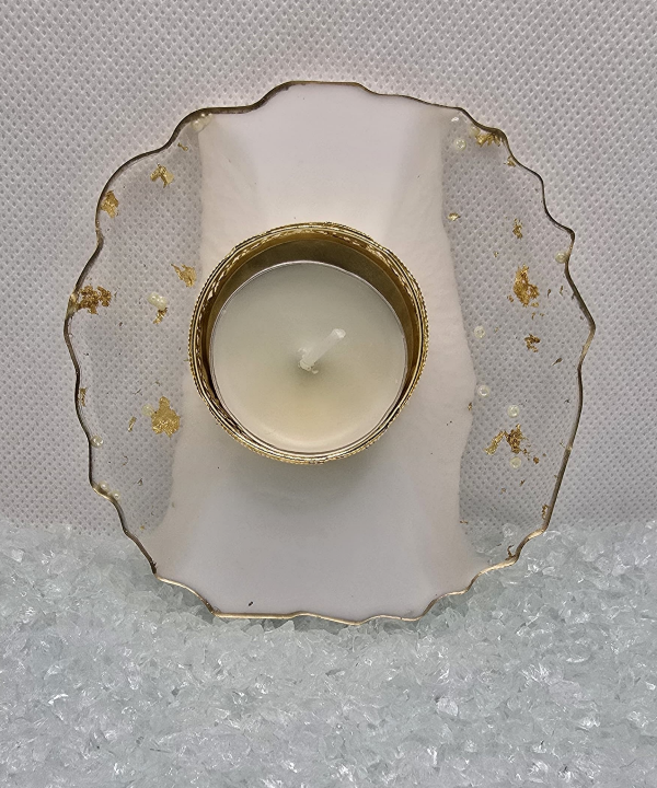 Golden White Glow Acrylic Tealight Holder