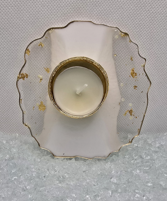 Golden White Glow Acrylic Tealight Holder