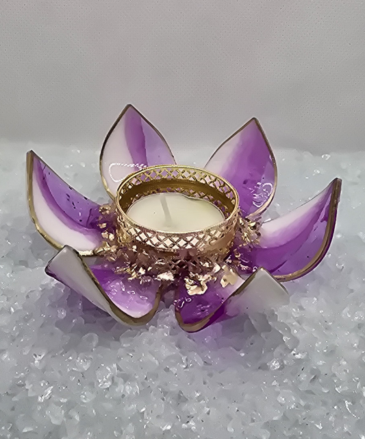 Purple Golden Glow Acrylic Tealight Holder