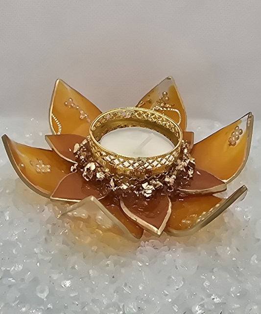 Orange Golden Glow Acrylic Tealight Holder