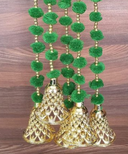5 Pc Colorful Pom-Pom Latkan Toran with Golden Bells