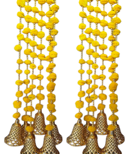 5 Pc Colorful Pom-Pom Latkan Toran with Golden Bells