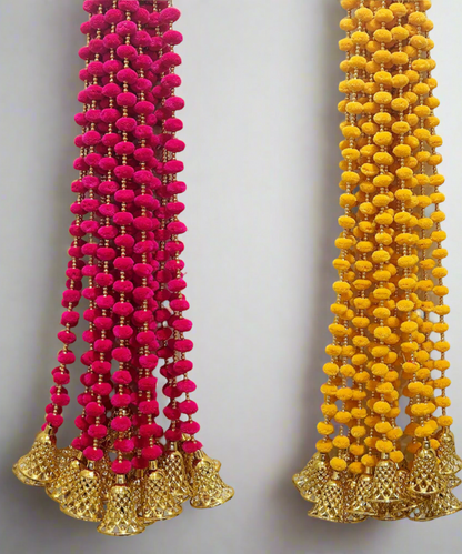 5 Pc Colorful Pom-Pom Latkan Toran with Golden Bells