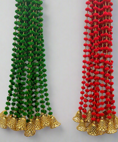 5 Pc Colorful Pom-Pom Latkan Toran with Golden Bells