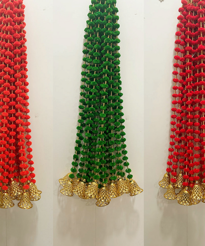 5 Pc Colorful Pom-Pom Latkan Toran with Golden Bells