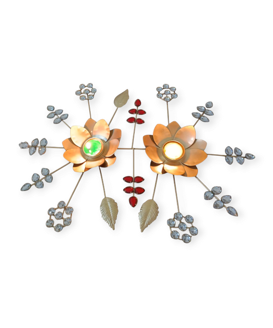 Lotus Metal Tealight Holder with Crystal Floral Design