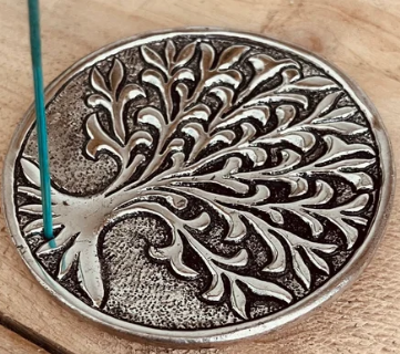 Incense Stick Holder Tree of Life, Agarbatti Holder in Aluminum with Silver Polish