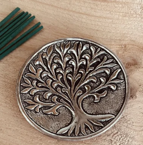 Incense Stick Holder Tree of Life, Agarbatti Holder in Aluminum with Silver Polish