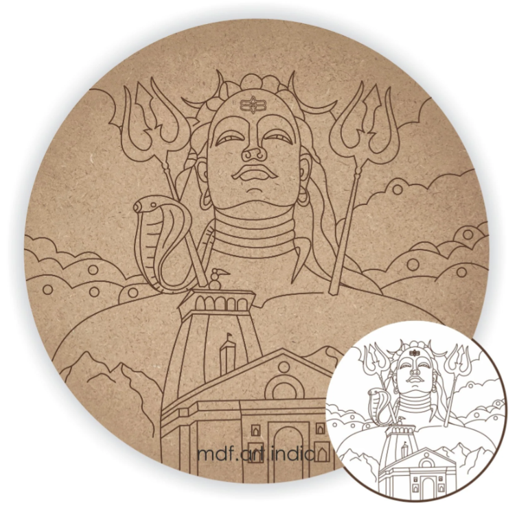 MDF Pre Marked Round Lord Shiva