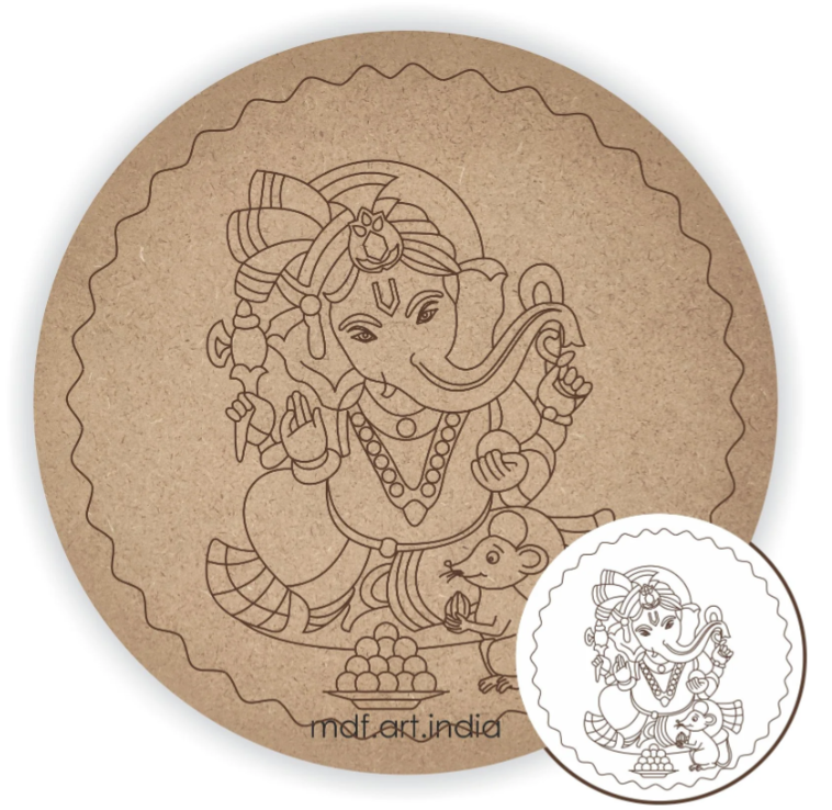 MDF Pre Marked ganesha Round