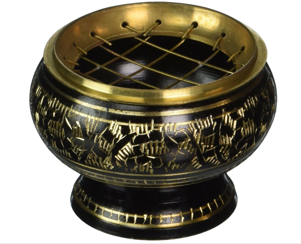 Metal Brass Bowl for Incense Aroma (Brass Jali Burner)