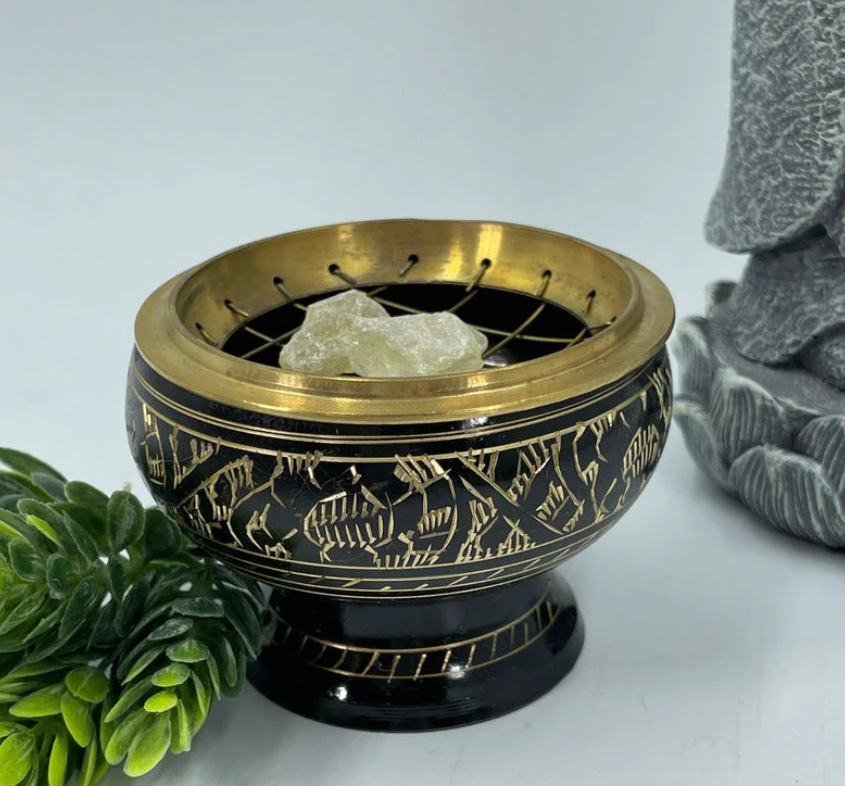 Metal Brass Bowl for Incense Aroma (Brass Jali Burner)