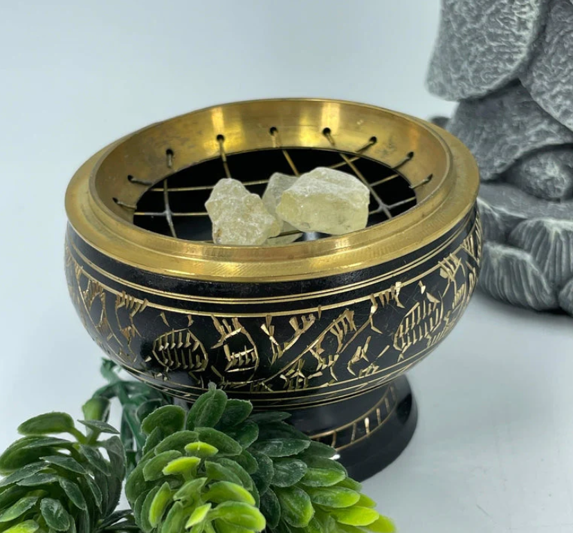 Metal Brass Bowl for Incense Aroma (Brass Jali Burner)