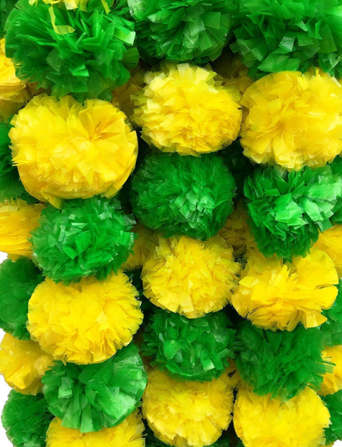 Yellow & Green Marigold Artificial Festive Flower Decoration Strings (Set Of 5 Pc)