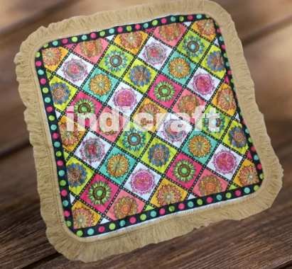 Multicolour Prayer Mat/Aasan/Pooja Mat/Meditation Mat/Multipurpose Rug Mat 27 X 27 (in inch)