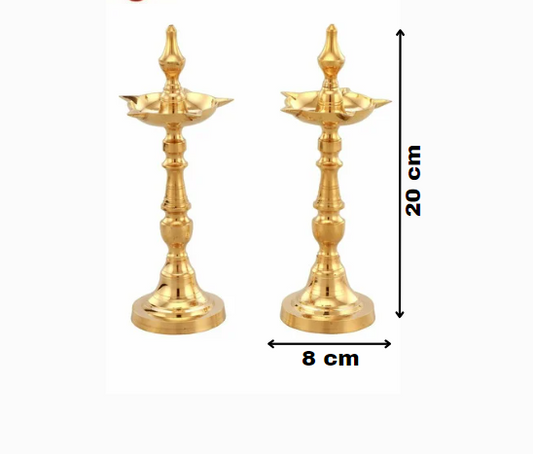 Kashi Samai, Diya, Diwali Oil Lamp Kuthu Vilakku (Set of 2pcs), 20cm (8")