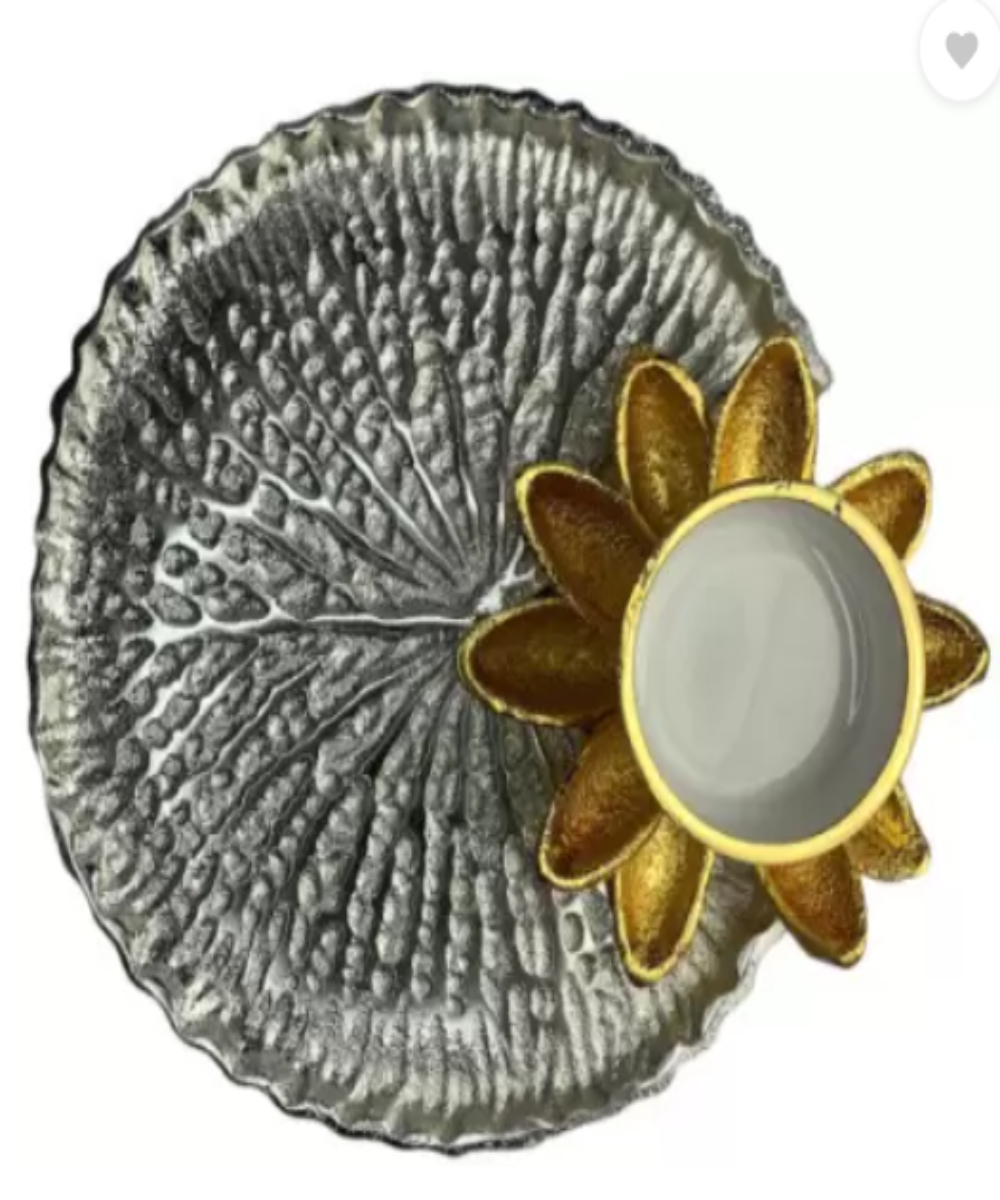 Floral Silver and Gold Tealight Holder