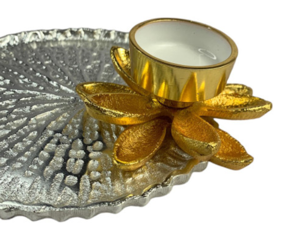 Floral Silver and Gold Tealight Holder