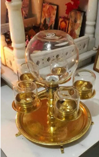 Panch Deep-Oil Model 5 Diya with Glass Cover with 500ml oil container