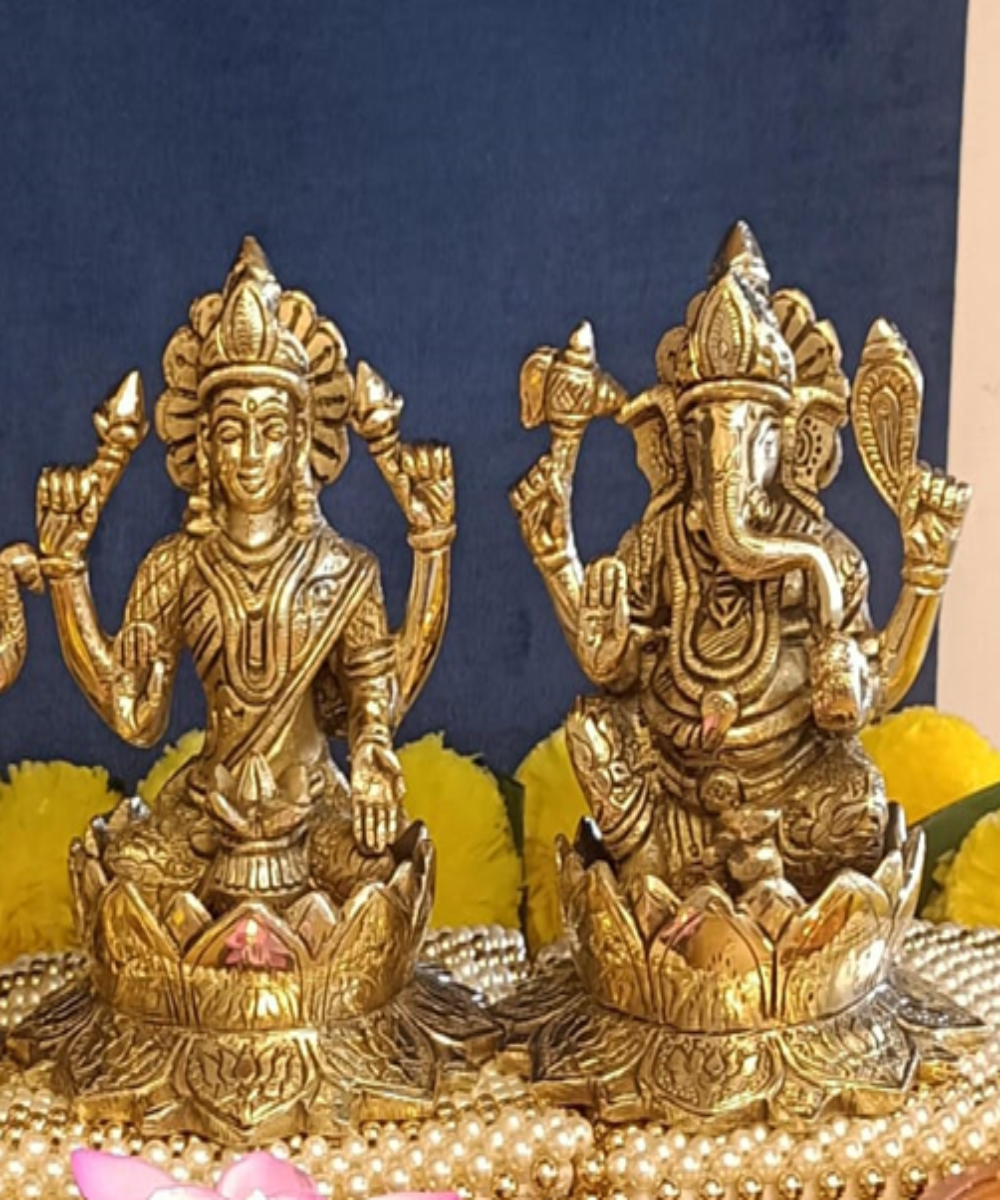 Big Size Lakshmi Ganesha With Lotus Statue Pair