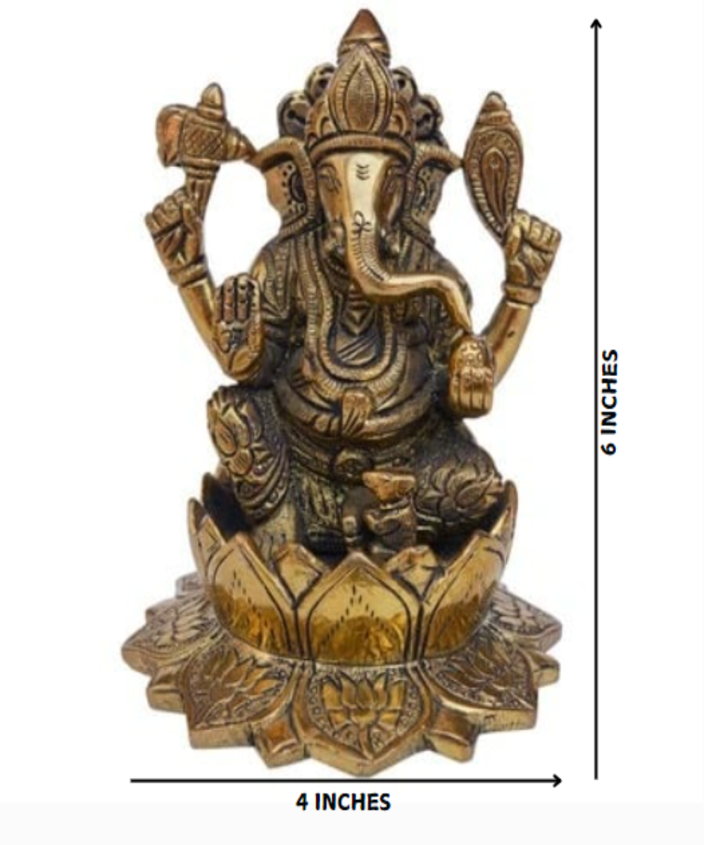 Ganesha Sitting on Lotus Statue