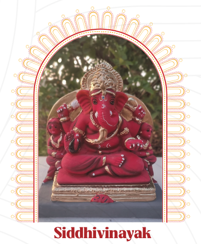 10" Eco-Friendly Clay Siddhivinayak Ganpati Idol : HandPainted
