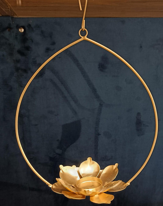Oval Hanging Lotus Tlight Candle Holder