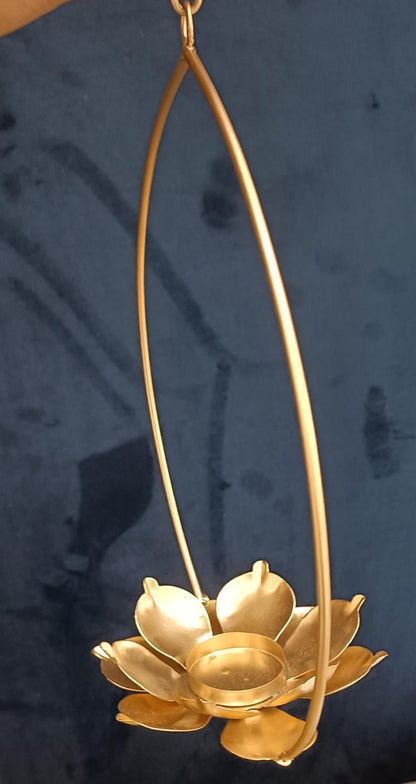 Oval Hanging Lotus Tlight Candle Holder