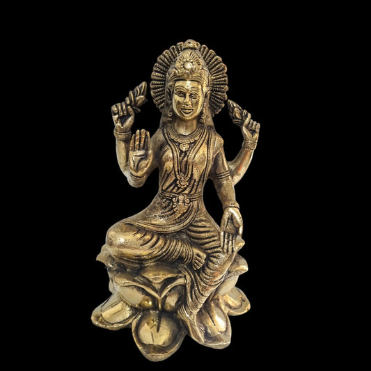 Goddess Lakshmi Sitting on Lotus Statue