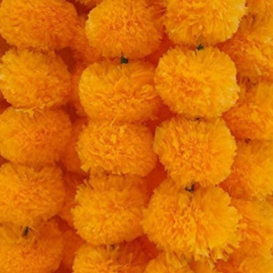 Light Orange Marigold Artificial Festive Flower Decoration Strings (Set Of 5 Pc)