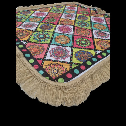Multicolour Prayer Mat/Aasan/Pooja Mat/Meditation Mat/Multipurpose Rug Mat 27 X 27 (in inch)
