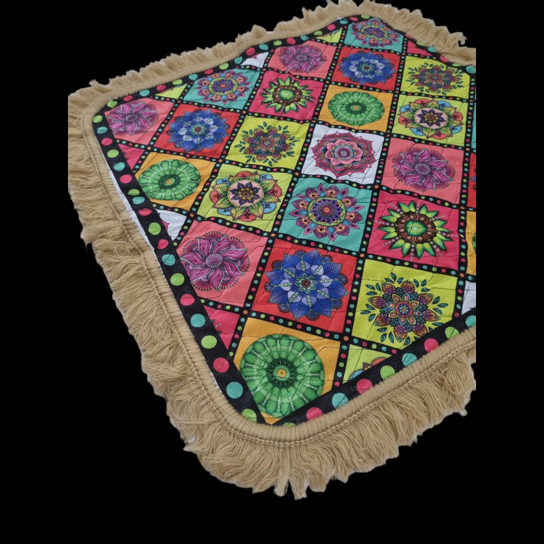 Multicolour Prayer Mat/Aasan/Pooja Mat/Meditation Mat/Multipurpose Rug Mat 27 X 27 (in inch)