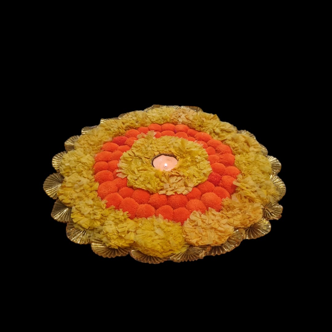 Lemon Yellow and Orange Circular Tealight Holder