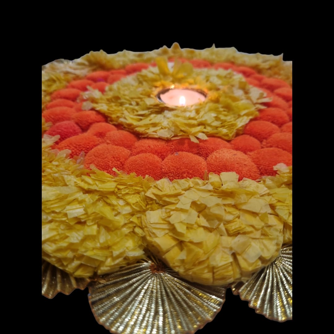 Lemon Yellow and Orange Circular Tealight Holder