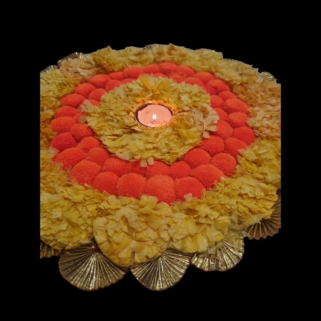 Lemon Yellow and Orange Circular Tealight Holder