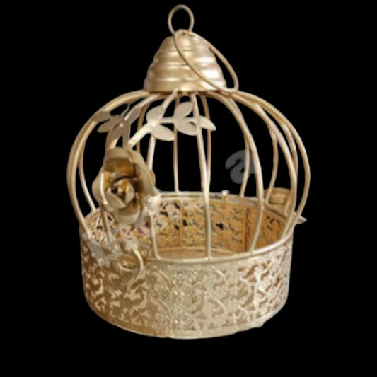 Golden Cage shape tea light holder