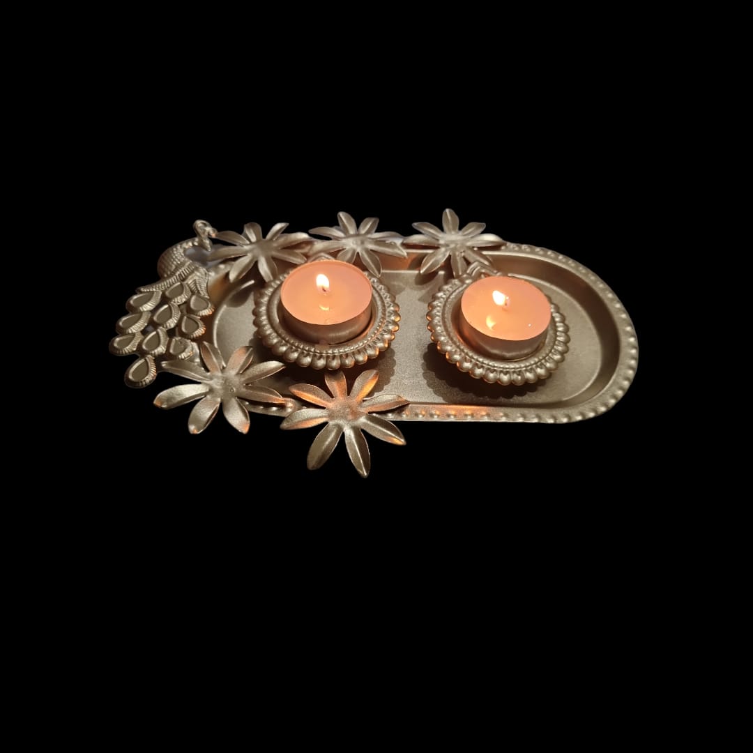 Peacock with Lotus TeaLight Holder