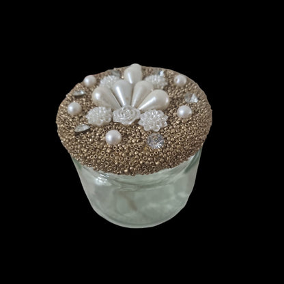 Glass Jar with Golden Pearl Cap