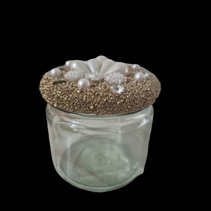 Glass Jar with Golden Pearl Cap