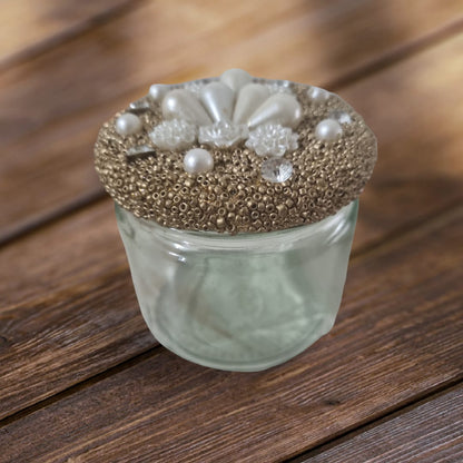Glass Jar with Golden Pearl Cap
