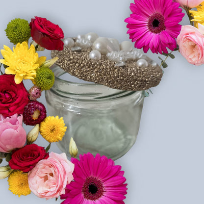 Glass Jar with Golden Pearl Cap
