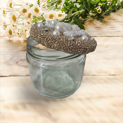 Glass Jar with Golden Pearl Cap