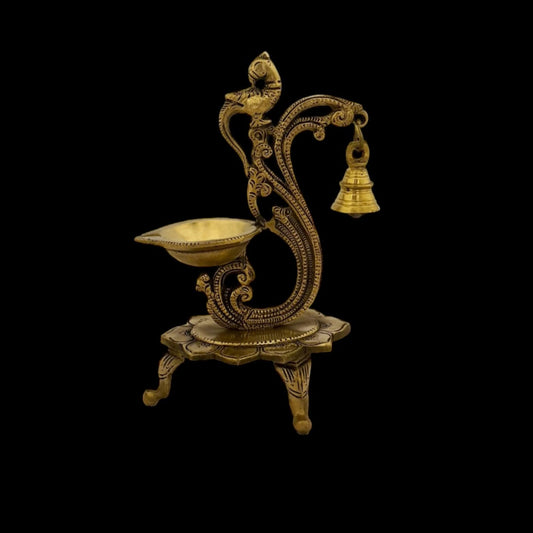 Brass parrot lamp with bell