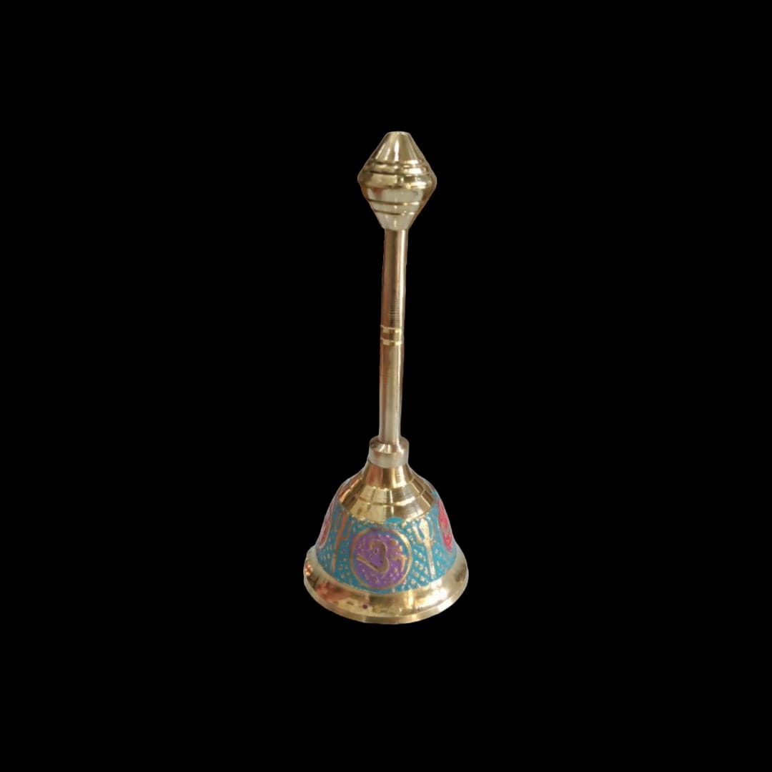 Brass Meenakari Pooja Handheld Bell(Small)