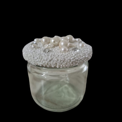 Glass Jar with Pearl Silver Cap(1pc)