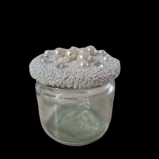 Glass Jar with Pearl Silver Cap - 1 Pc