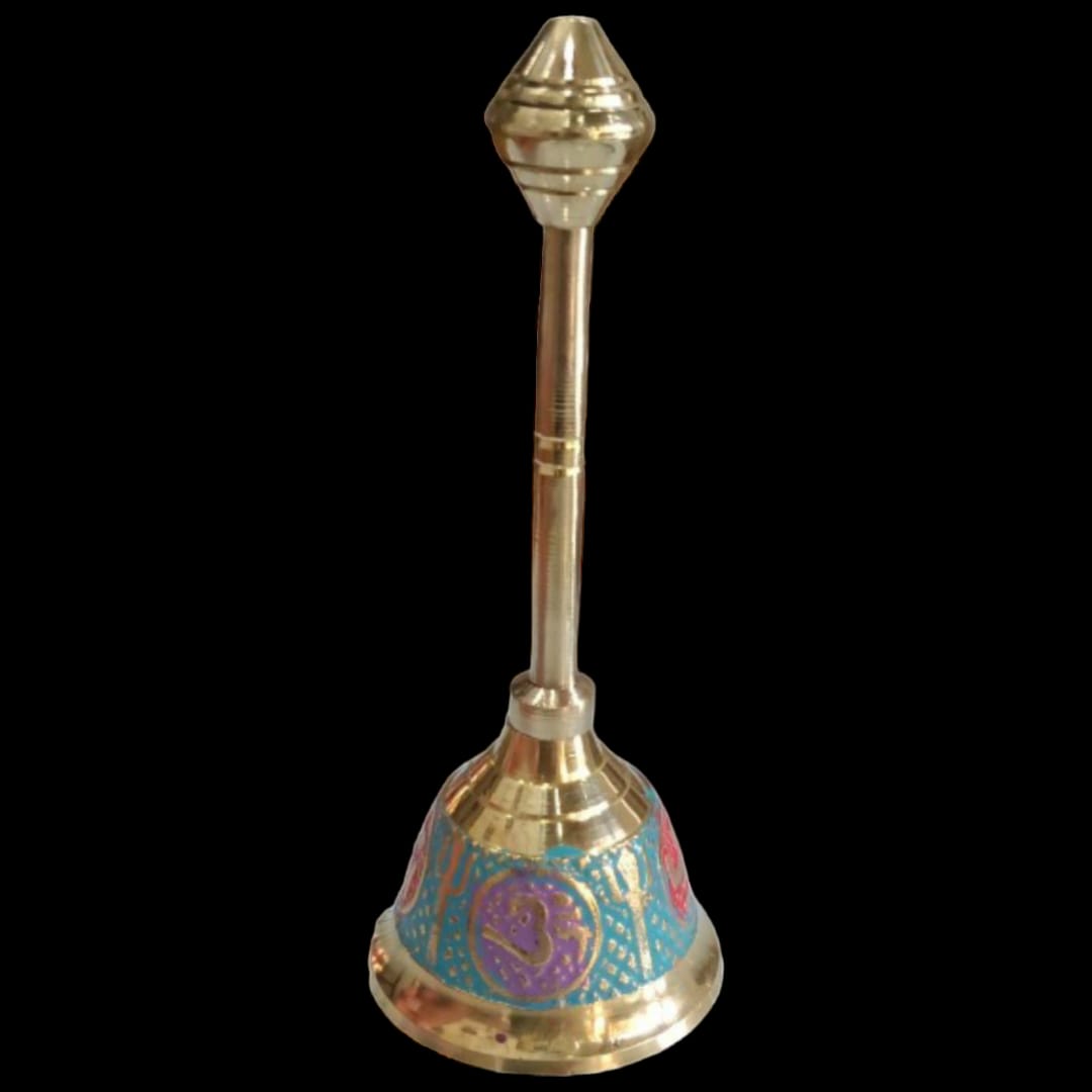 Brass Meenakari Pooja Bell (Medium)