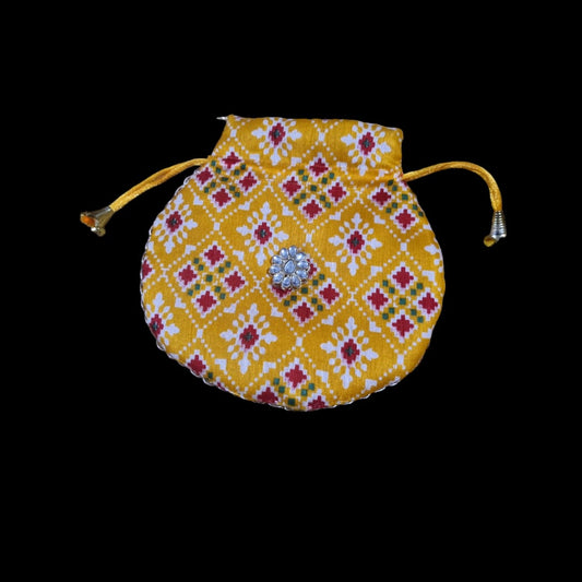 yellow and red potli Women's Embroidered Clutch Purse Potli Bag Pouch Drawstring Bag Purse Potli Bag Pouch Wedding Favor Return Gift For Guests.