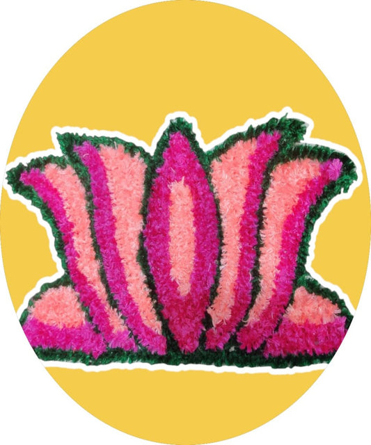 Multicolor Corner Lotus  Rangoli Mat 1 Ft